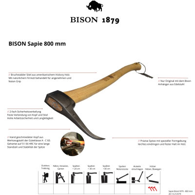BISON 1879 Sappie 600g mit 80cm Hickory-Stiel