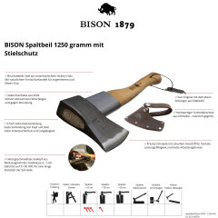 BISON 1879 Spaltbeil 1250g mit Stiel- und Schneidschutz